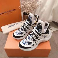 Louis Vuitton LV Unisex LV Archlight Sneaker in Flower-Print Calf Leather-Blue