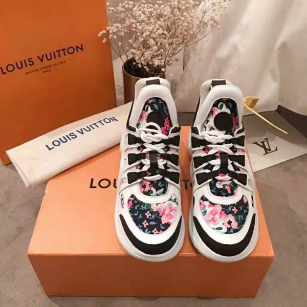 Louis Vuitton LV Unisex LV Archlight Sneaker in Flower-Print Calf Leather-Pink (6)