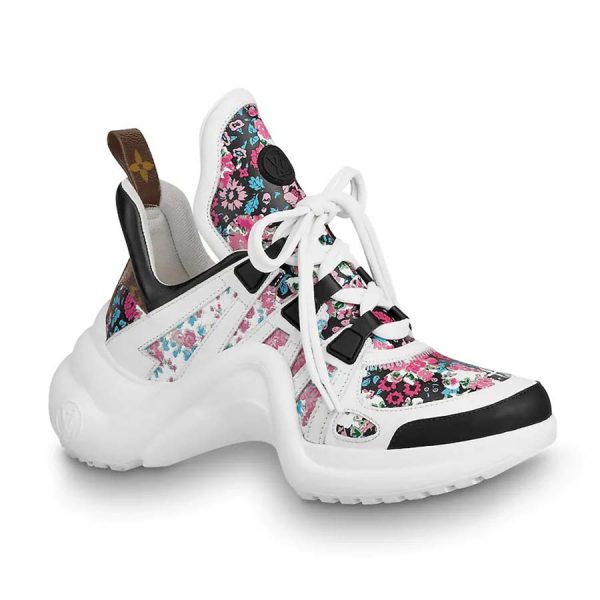 Louis Vuitton LV Unisex LV Archlight Sneaker in Flower-Print Calf Leather-Pink