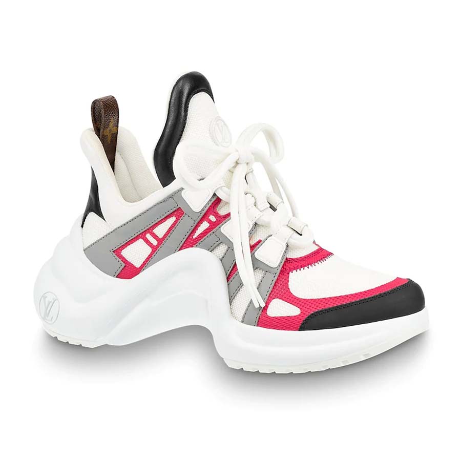 LOUIS VUITTON Calfskin Technical Nylon LV Archlight Sneakers 40 White Pink  Yellow 1076726