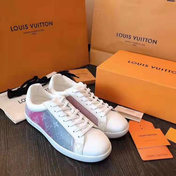 Louis Vuitton LV Unisex LV Luxembourg Sneaker in Iridescent Monogram Textile and Calf Leather-Rose (10)