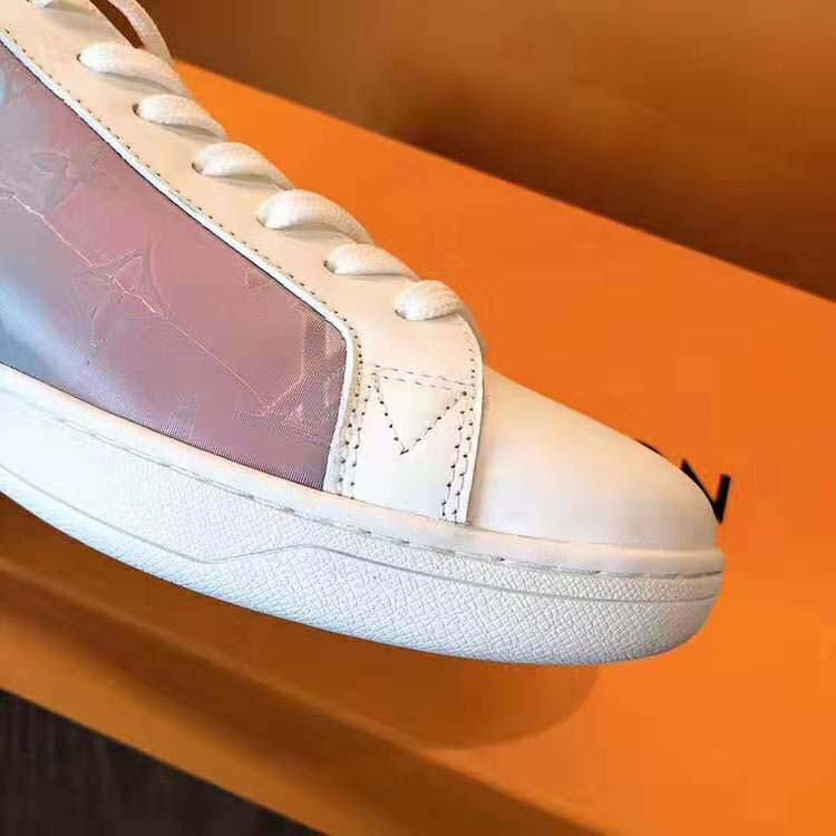 Louis Vuitton White Leather and Iridescent Monogram PVC Luxembourg Sneakers  Size 41.5 Louis Vuitton