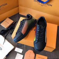 Louis Vuitton LV Unisex LV Sneaker Luxembourg in Iridescent Monogram Textile and Calf Leather-Black (1)