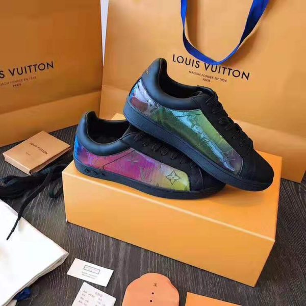 Louis Vuitton LV Unisex LV Sneaker Luxembourg in Iridescent Monogram Textile and Calf Leather-Black (5)