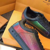Louis Vuitton LV Unisex LV Sneaker Luxembourg in Iridescent Monogram Textile and Calf Leather-Black (1)