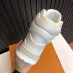 Louis Vuitton LV Unisex LV Trainer Sneaker Boot in Grained Calf Leather-White - Image 8