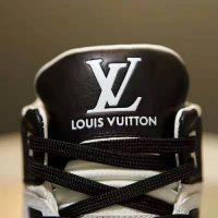 Louis Vuitton LV Unisex LV Trainer Sneaker in Calf Leather with Monogram Flowers-Black (1)