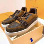 Louis Vuitton LV Unisex LV Trainer Sneaker in Monogram Canvas and Suede Calf Leather-Brown - Image 7