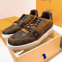 Louis Vuitton LV Unisex LV Trainer Sneaker in Monogram Canvas and Suede Calf Leather-Brown (1)