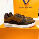 Louis Vuitton LV Unisex LV Trainer Sneaker in Monogram Canvas and Suede Calf Leather-Brown - Image 5