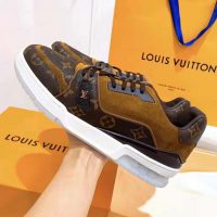 Louis Vuitton LV Unisex LV Trainer Sneaker in Monogram Canvas and Suede Calf Leather-Brown (1)