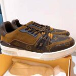 Louis Vuitton LV Unisex LV Trainer Sneaker in Monogram Canvas and Suede Calf Leather-Brown - Image 8