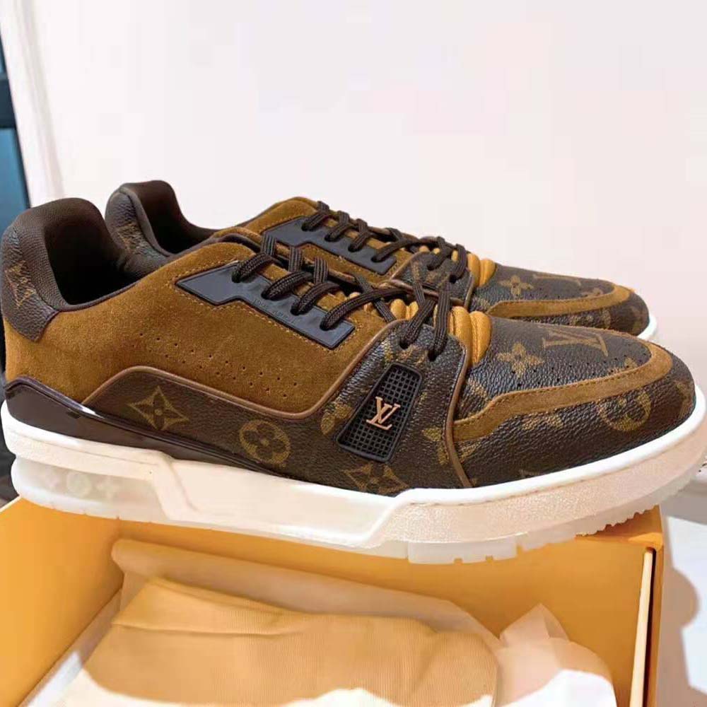 Lv trainer leather low trainers Louis Vuitton Brown size 41 EU in Leather -  24985561