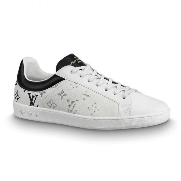 Louis Vuitton LV Unisex Luxembourg Sneaker in White Grained Calf Leather-Black (1)