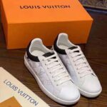Louis Vuitton LV Unisex Luxembourg Sneaker in White Grained Calf Leather-Black - Image 2