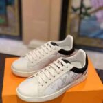 Louis Vuitton LV Unisex Luxembourg Sneaker in White Grained Calf Leather-Black - Image 3