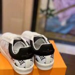 Louis Vuitton LV Unisex Luxembourg Sneaker in White Grained Calf Leather-Black - Image 4
