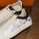 Louis Vuitton LV Unisex Luxembourg Sneaker in White Grained Calf Leather-Black - Image 5