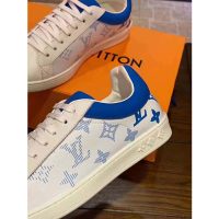 Louis Vuitton LV Unisex Luxembourg Sneaker in White Grained Calf Leather-Blue (1)