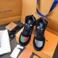 Louis Vuitton LV Unisex Rivoli Sneaker Boot in Iridescent Monogram Textile and Calf Leather-Black (1)