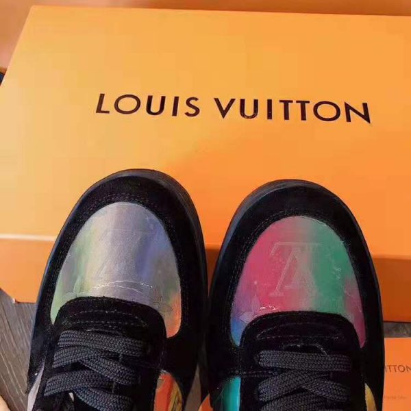 Louis Vuitton LV Unisex Rivoli Sneaker Boot in Iridescent Monogram Textile and Calf Leather-Black (6)