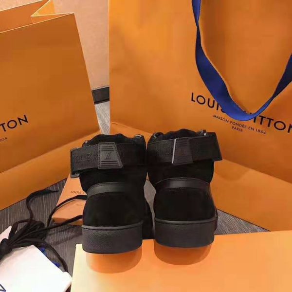 Louis Vuitton LV Unisex Rivoli Sneaker Boot in Iridescent Monogram Textile and Calf Leather-Black (7)