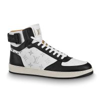 Louis Vuitton LV Unisex Rivoli Sneaker Boot in Monogram Grained Calf Leather-Black (1)