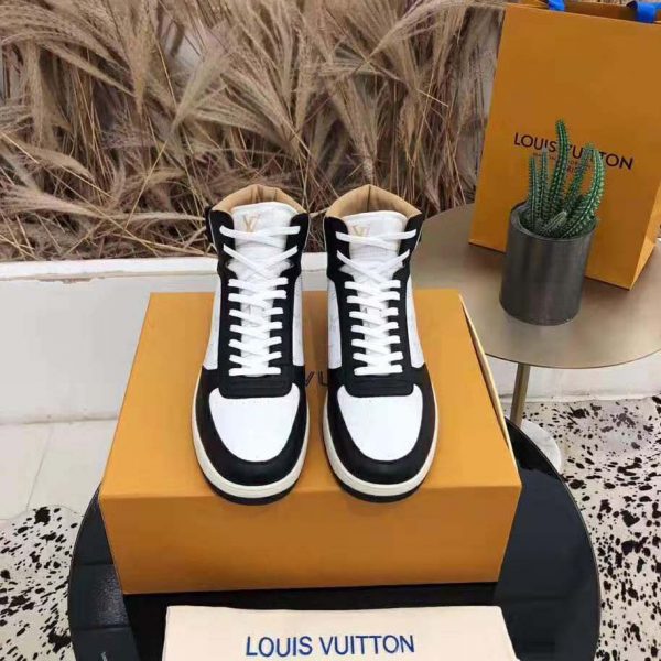 Louis Vuitton LV Unisex Rivoli Sneaker Boot in Monogram Grained Calf Leather-Black (2)