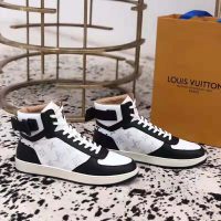 Louis Vuitton LV Unisex Rivoli Sneaker Boot in Monogram Grained Calf Leather-Black (1)