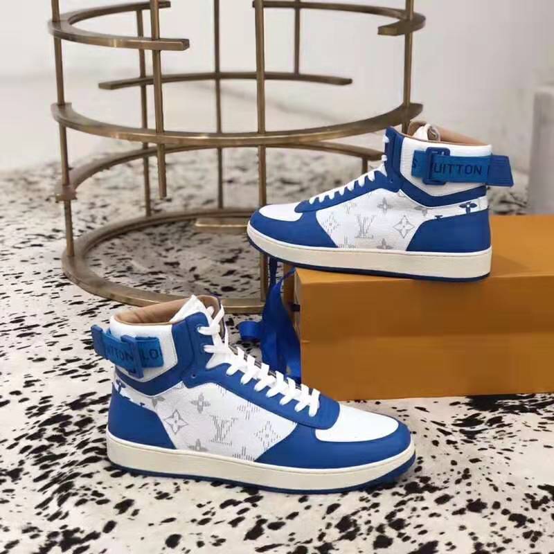 Louis Vuitton LV Unisex Rivoli Sneaker Boot Blue White Calf