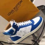 Louis Vuitton LV Unisex Rivoli Sneaker Boot in Monogram Grained Calf Leather-Blue - Imagen 9
