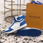 Louis Vuitton LV Unisex Rivoli Sneaker Boot in Monogram Grained Calf Leather-Blue - Imagen 8