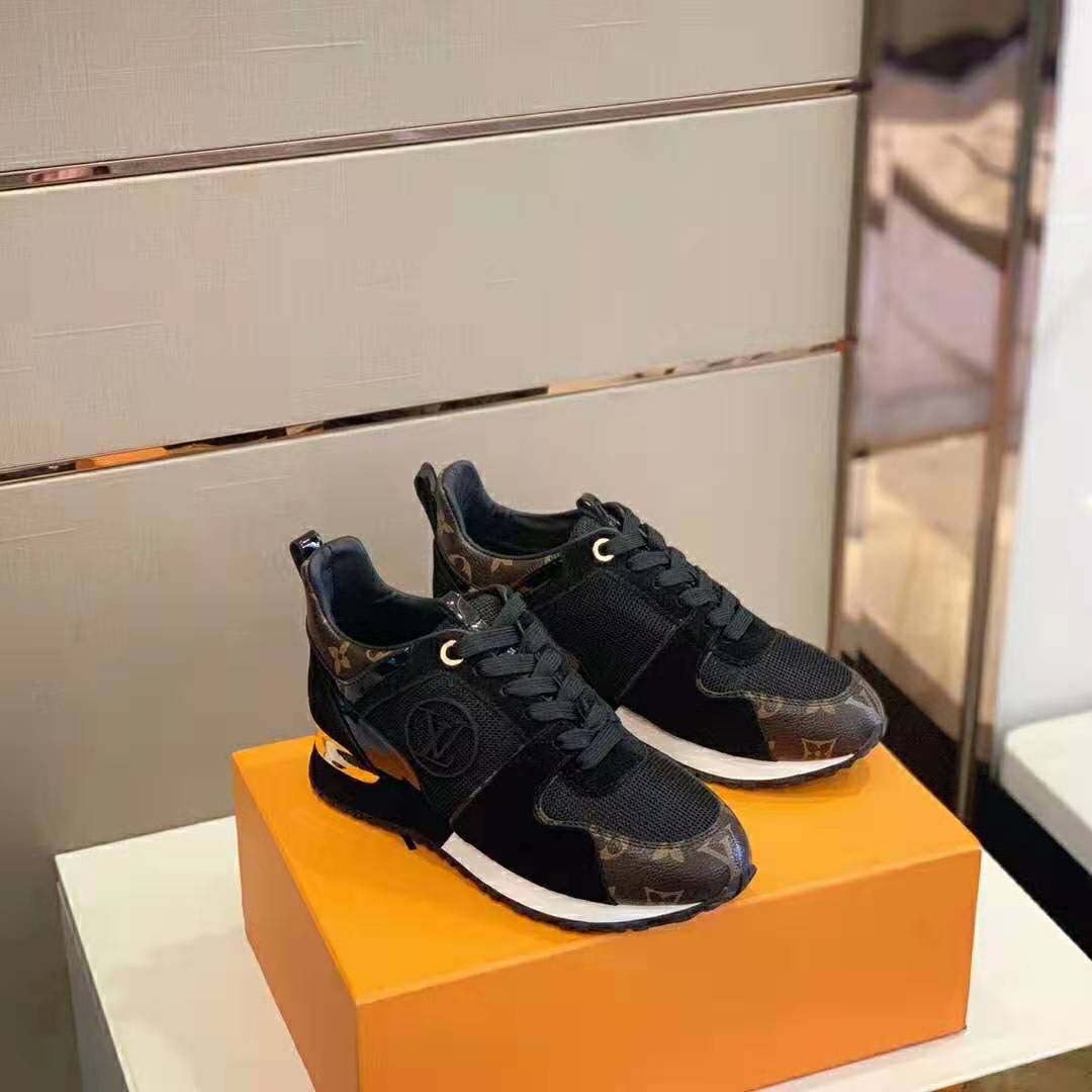 Louis Vuitton Black Leather & Gold Unisex Run Away Sneakers / Trainers – V  & G Luxe Boutique