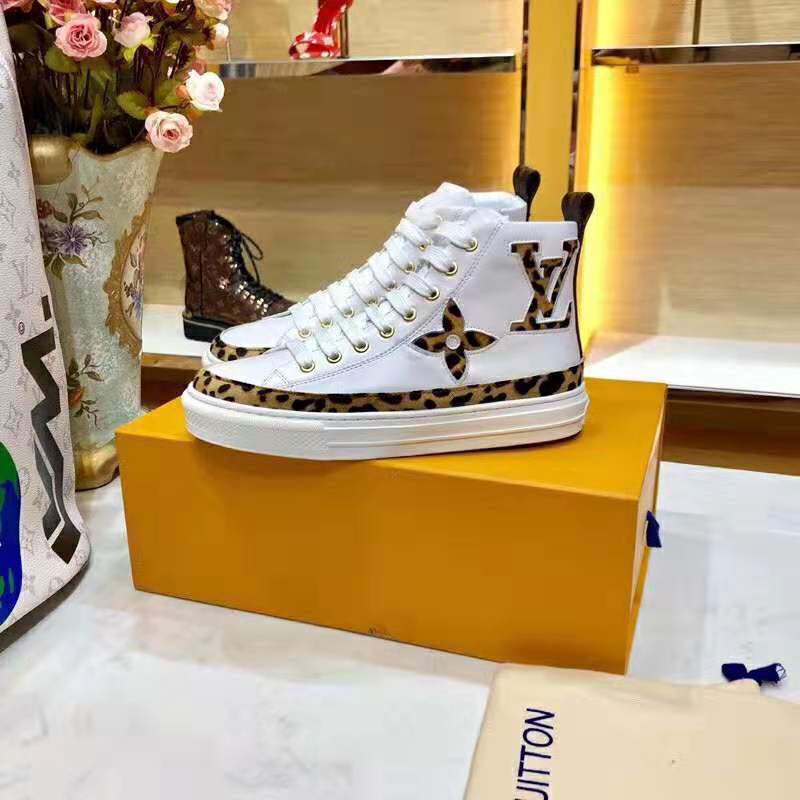 LOUIS VUITTON Monogram Giant Stellar Sneaker Boots 38 Kaki White