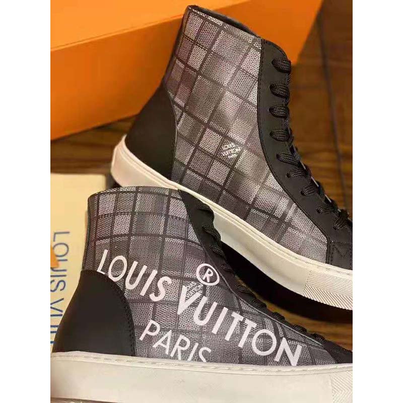 LOUIS VUITTON Damier Tartan Tattoo Sneaker Boots 9 Black 791971