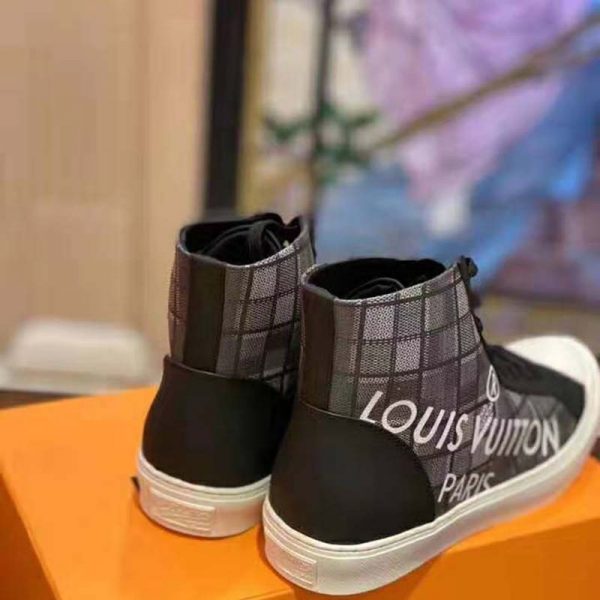 Louis Vuitton LV Unisex Tattoo Sneaker Boot in Damier Tartan Canvas-Black (7)