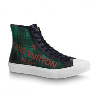 Louis Vuitton LV Unisex Tattoo Sneaker Boot in Damier Tartan Canvas-Green (1)