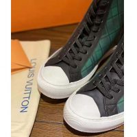 Louis Vuitton LV Unisex Tattoo Sneaker Boot in Damier Tartan Canvas-Green (1)