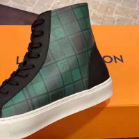 Louis Vuitton LV Unisex Tattoo Sneaker Boot in Damier Tartan Canvas-Green (1)