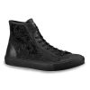 Louis Vuitton LV Unisex Tattoo Sneaker Boot in Damier Tartan Canvas with Monogram Embroidery-Black