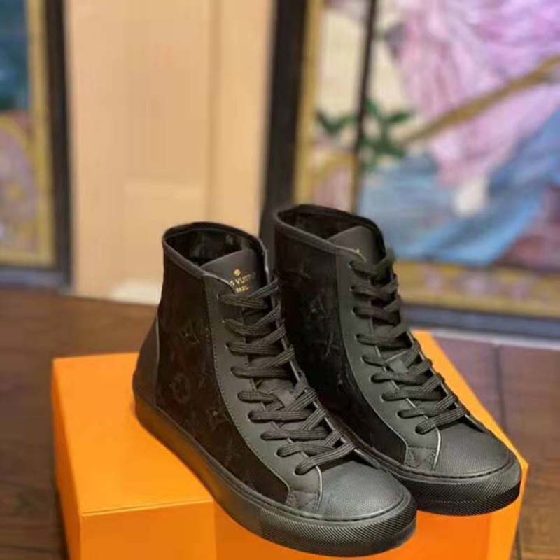 Louis Vuitton Men's Black Leather Tattoo LV League Sneaker Boot