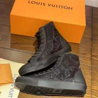 Louis Vuitton LV Unisex Tattoo Sneaker Boot in Damier Tartan Canvas with Monogram Embroidery-Black (1)