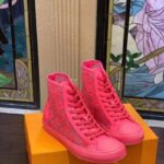 Louis Vuitton LV Unisex Tattoo Sneaker Boot in Damier Tartan Canvas with Monogram Embroidery-Pink – Bild 2