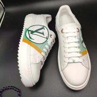 Louis Vuitton LV Unisex Time Out Sneaker in Calf Leather and Monogram Flowers-Green (1)