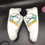 Louis Vuitton LV Unisex Time Out Sneaker in Calf Leather and Monogram Flowers-Green - Image 3