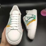 Louis Vuitton LV Unisex Time Out Sneaker in Calf Leather and Monogram Flowers-Green - Image 6