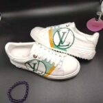Louis Vuitton LV Unisex Time Out Sneaker in Calf Leather and Monogram Flowers-Green - Image 2