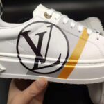 Louis Vuitton LV Unisex Time Out Sneaker in Calf Leather and Monogram Flowers-Grey - Imagen 9