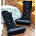 Louis Vuitton LV Women Breezy Half Boot in Black Suede Calf Leather with Monogram Canvas-Black - immagine 2