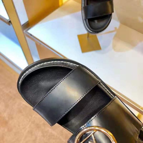 Louis Vuitton LV Women Crossroads Comfort Sandal in Black Glazed Calf Leather (10)
